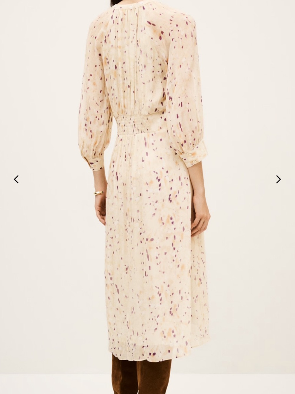 ba&sh Cream Midi Dress with Purple and Tan Speckle